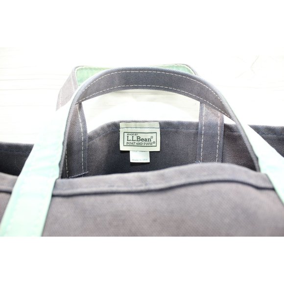 Vintage LL Bean Boat & Tote Canvas Butterfly Print Bag Navy Teal Rare USA Made - Picture 3 of 9